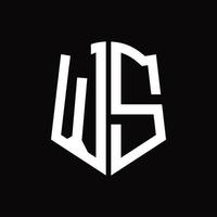 ws-Logo-Monogramm mit Band-Design-Vorlage in Schildform vektor