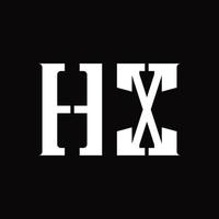 hx logotyp monogram med mitten skiva design mall vektor