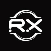 rx-logo-monogramm mit kreis abgerundeter scheibenform-designvorlage vektor