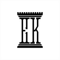 ek-Logo-Monogramm mit Designvorlage in Säulenform vektor