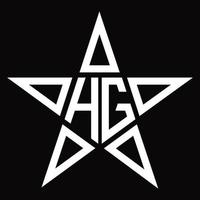 hg-Logo-Monogramm mit sternförmiger Designvorlage vektor