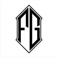 fg-Logo-Monogramm mit Schildform und Umriss-Design-Vorlage Vektorsymbol abstrakt vektor