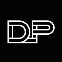 dp-Logo-Monogramm mit negativem Raum im Linienstil vektor