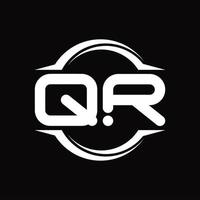 qr-logo-monogramm mit kreis abgerundeter scheibenform-designvorlage vektor