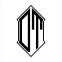 dt-Logo-Monogramm mit Schildform und Umriss-Design-Vorlage Vektorsymbol abstrakt vektor