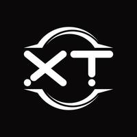 xt-Logo-Monogramm mit Kreis abgerundeter Scheibenform-Designvorlage vektor