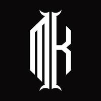 mk logotyp monogram med horn form design mall vektor