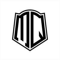 mq-Logo-Monogramm mit Schildform-Entwurfsvorlage vektor