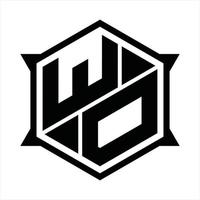 wo logotyp monogram design mall vektor