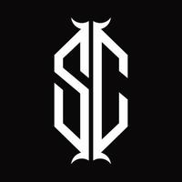 sc-Logo-Monogramm mit Hornform-Designvorlage vektor