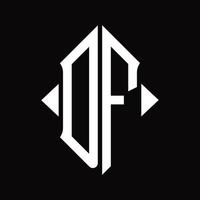 df-Logo-Monogramm mit isolierter Designvorlage in Schildform vektor