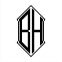 bh logotyp monogram med sköldform och översikt design mall vektor ikon abstrakt