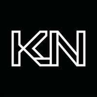 kn-Logo-Monogramm mit negativem Raum im Linienstil vektor