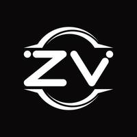 zv-Logo-Monogramm mit Kreis abgerundeter Scheibenform-Designvorlage vektor