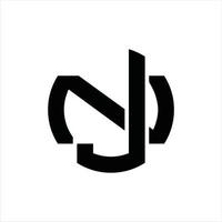 jn logotyp monogram design mall vektor