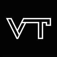 vt-Logo-Monogramm mit negativem Raum im Linienstil vektor