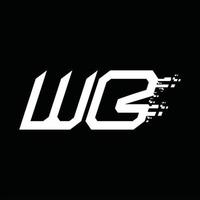 Designvorlage für wb-Logo-Monogramm mit abstrakter Geschwindigkeitstechnologie vektor
