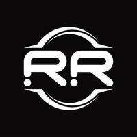 rr-logo-monogramm mit kreis abgerundeter scheibenform-designvorlage vektor