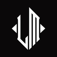 lm-Logo-Monogramm mit isolierter Designvorlage in Schildform vektor