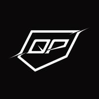 qp logotyp monogram brev med skydda och skiva stil design vektor