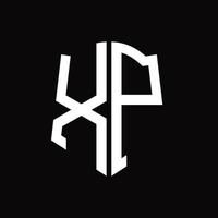 xp logotyp monogram med skydda form band design mall vektor