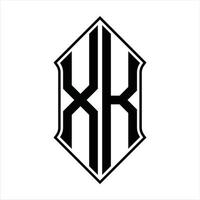 xk-Logo-Monogramm mit Schildform und Umriss-Design-Vorlage Vektorsymbol abstrakt vektor