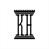 kh logotyp monogram med pelare form design mall vektor