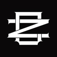 zc-Logo-Monogramm mit überlappender Vintage-Designvorlage im verknüpften Stil vektor