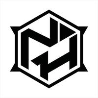 nh logotyp monogram design mall vektor