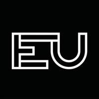 eu-logo-monogramm mit negativem raum im linienstil vektor