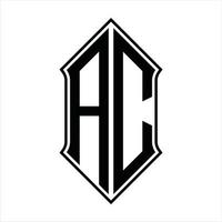 ac-Logo-Monogramm mit Schildform und Umriss-Design-Vorlage Vektorsymbol abstrakt vektor