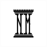 nm logotyp monogram med pelare form design mall vektor