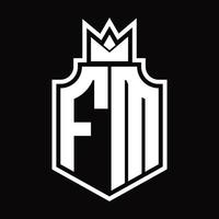 fm logotyp monogram design mall vektor