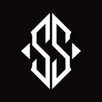 ss logotyp monogram med skydda form isolerat design mall vektor