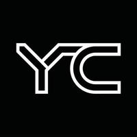 yc logotyp monogram med linje stil negativ Plats vektor