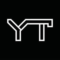 yt-Logo-Monogramm mit negativem Raum im Linienstil vektor