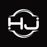 hj-Logo-Monogramm mit Kreis abgerundeter Scheibenform-Designvorlage vektor