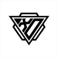 puss kram logotyp monogram med triangel och sexhörning mall vektor