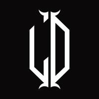 ld-logo-monogramm mit hornform-entwurfsvorlage vektor