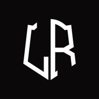 Lr-Logo-Monogramm mit Band-Design-Vorlage in Schildform vektor