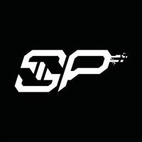 Designvorlage für SP-Logo-Monogramm mit abstrakter Geschwindigkeitstechnologie vektor