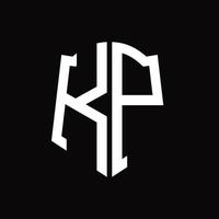 kp-Logo-Monogramm mit Band-Design-Vorlage in Schildform vektor