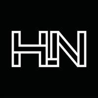 hn-Logo-Monogramm mit negativem Raum im Linienstil vektor