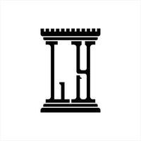ly-Logo-Monogramm mit Designvorlage in Säulenform vektor