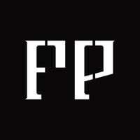 fp logotyp monogram med mitten skiva design mall vektor