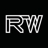 rw logotyp monogram med linje stil negativ Plats vektor