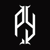 py-Logo-Monogramm mit Designvorlage in Hornform vektor