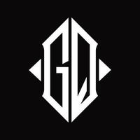 gq-Logo-Monogramm mit isolierter Designvorlage in Schildform vektor