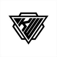kw logotyp monogram med triangel och sexhörning mall vektor