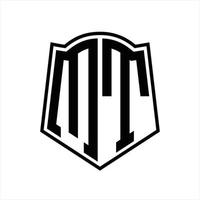 mt-Logo-Monogramm mit Schildform-Entwurfsvorlage vektor